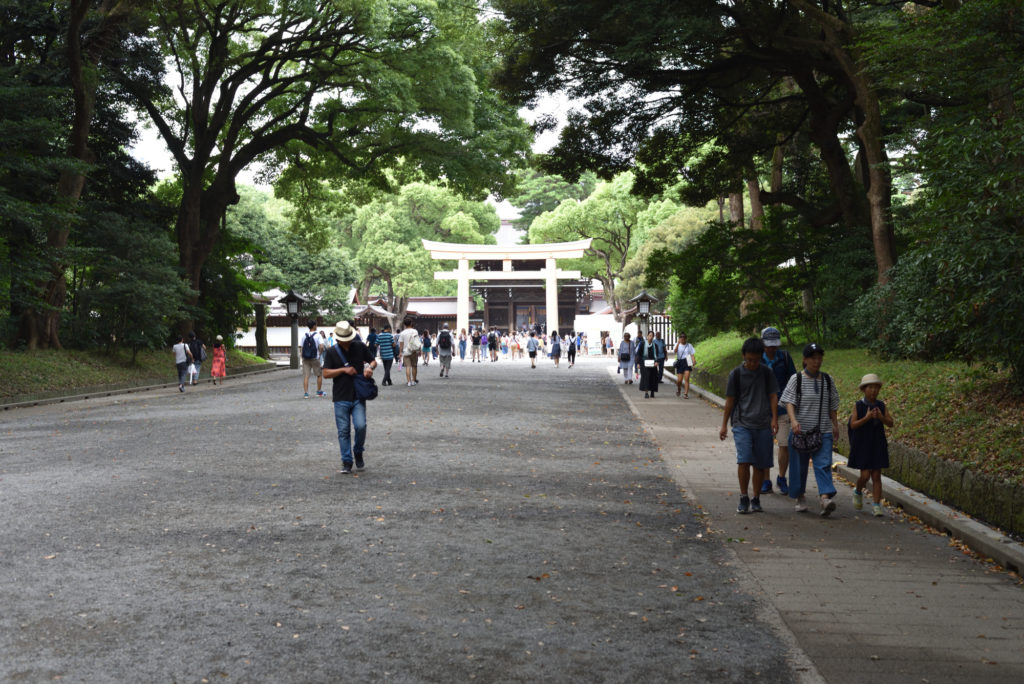 Świątynia Meiji-jingū w Tokio - zdjęcie ścieżki prowadzącej do głównej bramy