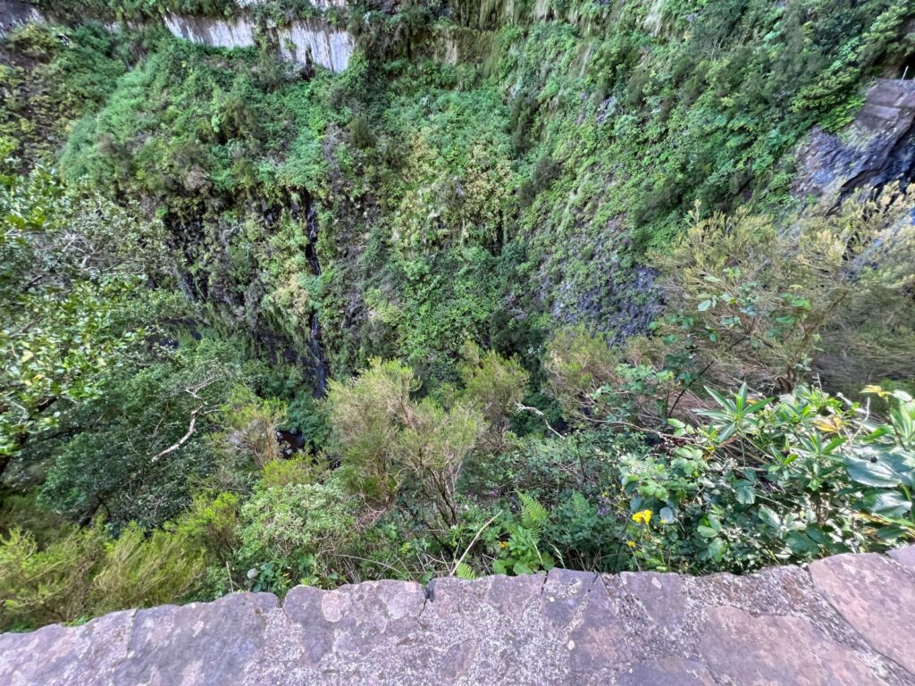 Widok w dół z punktu widokowego przy wodospadzie Risco